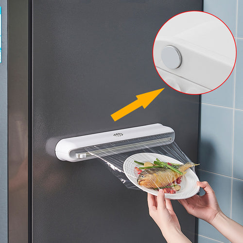 Wall-Mounted Cling Film Dispenser with Cutter | Kitchen Storage